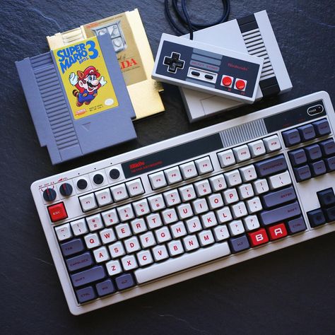 Taking a moment to appreciate the @8bitdo Retro Keyboard and how it perfectly captures the unique cassette futurism aesthetic of the NES era. ✨ — Gaming partners: @qual_bert @atomtanned Also check out tagged friends and favorites! #8bitdo #keyboard #mechanicakeyboard #mechkeyboard #cassettefuturism #formicapunk #retro #retrogaming #retrogamer #retrocollective #retrocollector #nintendofan #nintendogamer #nintendocollection #nintendolife #nintendo #gamerdad #gamingfolk #gamersofinstagram #ga... Nes Aesthetic, Futurism Aesthetic, Retro Keyboard, Keyboard Aesthetic, Cassette Futurism, Pc Build, Retro Games, Retro Gamer, Pc Keyboard