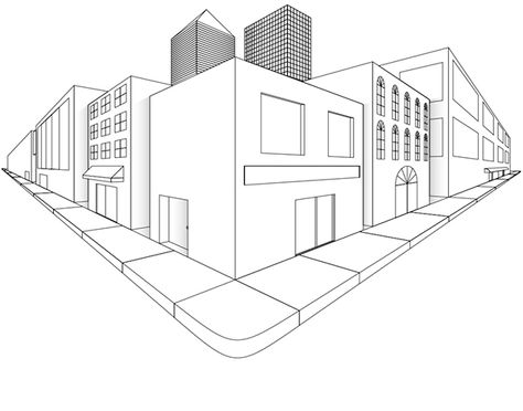 Two Point Perspective City Drawing Sketch Coloring Page Perspektif 2 Point, Two Point Perspective City, 2 Point Perspective City, Two Point Perspective Drawing, Perspective City, 2 Point Perspective Drawing, Two Point Perspective, 1 Point Perspective, Perspective Sketch