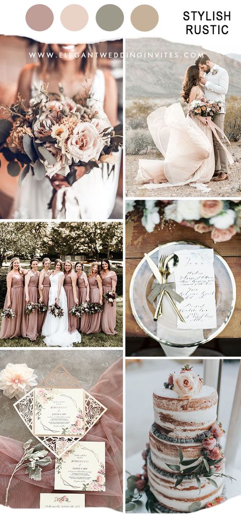 Country Wedding Colors, Blush Pink Theme Wedding, Knot Ideas, Unique Fall Wedding, Bodas Boho Chic, Rustic Wedding Colors, Wedding Color Combinations, Wedding Color Pallet, Best Wedding Colors