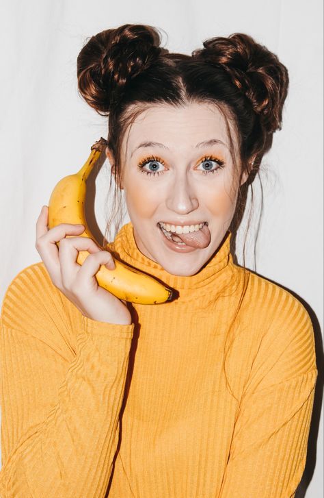 Yellow, photoshoot, editorial Banana Photoshoot, Yellow Photoshoot, Fruit Shoot, Yellow Banana, Fruit Photography, Fun Photoshoot, Portrait Photoshoot, Studio Photoshoot, Human Poses Reference