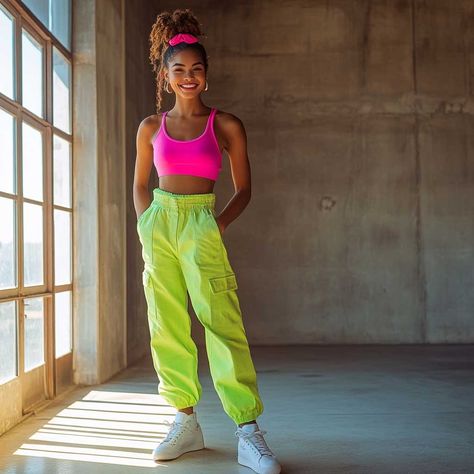 7+ Bold 90s Party Outfit Ideas with Neon Green and Pink Accents • 333+ Inspiring Lifestyle Ideas Neon Hiphop Outfit, Neon Ideas Outfits, Neon Outfits Aesthetic, 1990s Outfit Ideas, Neon Green Outfit, Glow Party Outfit, Neon Party Outfits, Neon Green Outfits, 90s Party Outfit