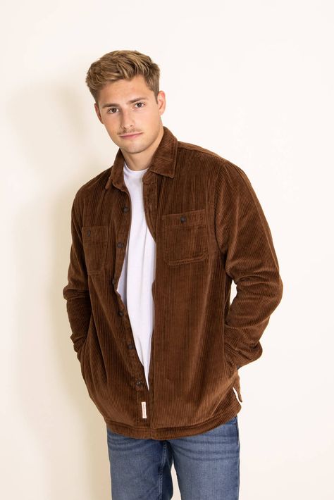 Weatherproof Vintage Corduroy Shirt Jacket for Men in Brown Brown Corduroy Jacket Outfit Men, Gray Flannel Outfit, Brown Corduroy Jacket Outfit, Brown Jacket Outfit Men, Brown Jacket Outfit, Corduroy Shirt Jacket, Carmel Brown, Brown Corduroy Jacket, Shirt Outfit Men