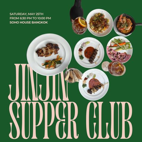 This Saturday, 6.30pm - 10.00pm JIN JIN Supper Club @sohohousebangkok where our founder, Sohn will present a special 5 course dinner menu with each dish showcasing the versatility and creativity of JIN JIN. Featuring JIN JIN Kapi (thai fermented shrimp paste) dressing, JIN JIN infused pickles, JIN JIN Dark chocolate tofu mousse and many more. The Soho House bar team will created special welcome drink with infused with our enzymatic concentrate to open up your palette before the food is ser... Supper Club Theme, Tofu Mousse, Supper Club Menu, Jin Dark, Shrimp Paste, House Bar, Welcome Drink, Supper Club, Dinner With Friends