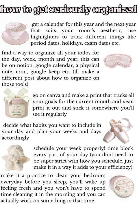 Get Seriously Organized, Seriously Organized, Etiquette And Manners, The Glow Up, Self Care Bullet Journal, Academic Motivation, Get My Life Together, School Study Tips, Girl Tips