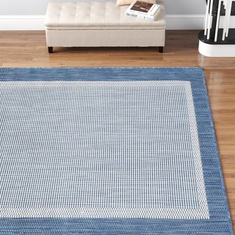 Lake Cottage Interiors, Coastal Living Room Rugs, Blue Kitchen Rug, Blue Rugs Living Room, Coastal Rug, Textured Rugs, Coastal Exterior, Blue And White Rug, Palm Cove