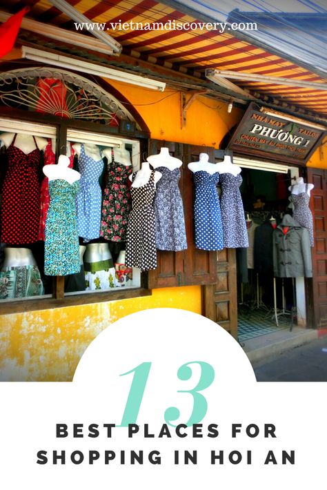 Check out this helpful guide on shopping in Hoi An to find out what to buy and where to shop (of course, the best places) in this UNESCO Heritage Site of Vietnam.  #shoppinginhoian #bestplacesforshoppinginhoian  #vietnamdiscoverytravel #vietnamtravel Hoi An Shopping, Shopping In Vietnam, What To Wear In Vietnam, Hoi An Tailor Clothes, Western Dresses For Women One Piece, Vietnam Outfit Ideas, Vietnam Shopping, Vietnam Pics, Hoi An Tailor