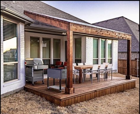 Patio With Roof Ideas Covered Decks, Covered Deck Pergola, Deck With Awning Ideas, Wraparound Deck Ideas, Outdoor Overhang Patio, Covered Back Deck Ideas On A Budget, Deck Covers Attached To House, Deck Overhang Ideas, Half Covered Deck