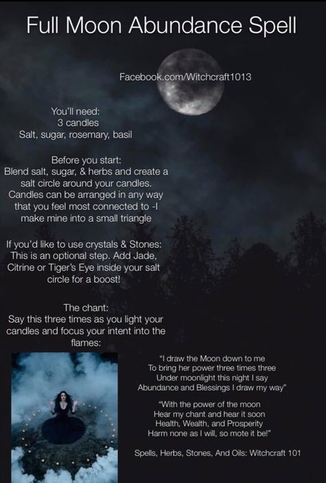 Wiccan Chants, Virgo Emotions, Abundance Spell, Full Moon Spells, Moon Meaning, Pagan Magic, Easy Love Spells, Moon Spells, Money Spell