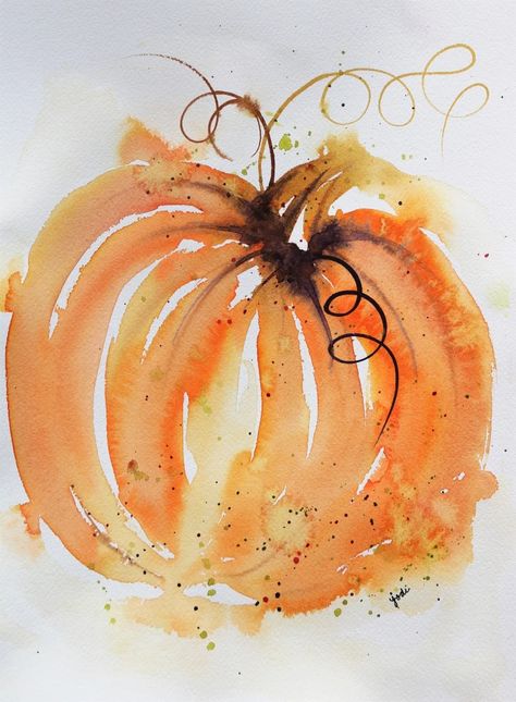 Høstaktiviteter For Barn, Watercolor Paintings For Beginners, Cat Air, Diy Watercolor Painting, Watercolor Pumpkins, Watercolor Paintings Easy, Gambar Figur, Pumpkin Art, Fall Watercolor