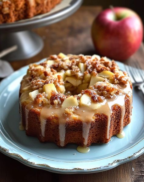 Apple Fritter Cake - miacookery.com Cinnamon Apple Fritter Cake, Apple Fritter Bundt Cake, Apple Crisp Cake, Chunky Apple Cake, Apple Fritter Cake, Icing Drizzle, Blueberry Pudding, Fried Apple, Pork Chops And Potatoes