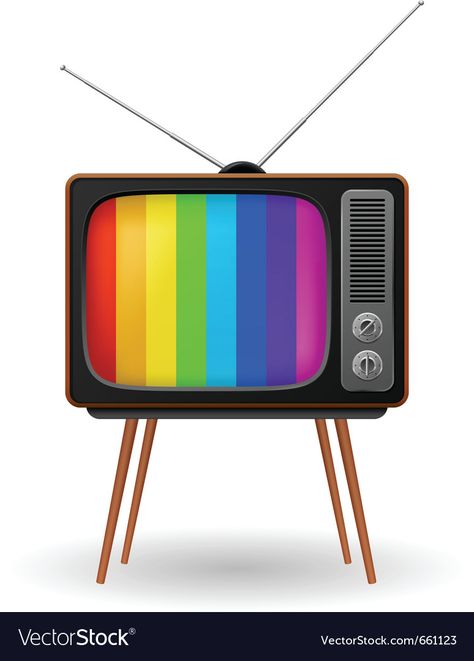 Retro tv with color frame Royalty Free Vector Image Retro Tv Aesthetic, Television Aesthetic, Tv Illustration, Retro Television, 90s Theme Party, Color Television, Retro Frame, April Art, 80s Theme Party