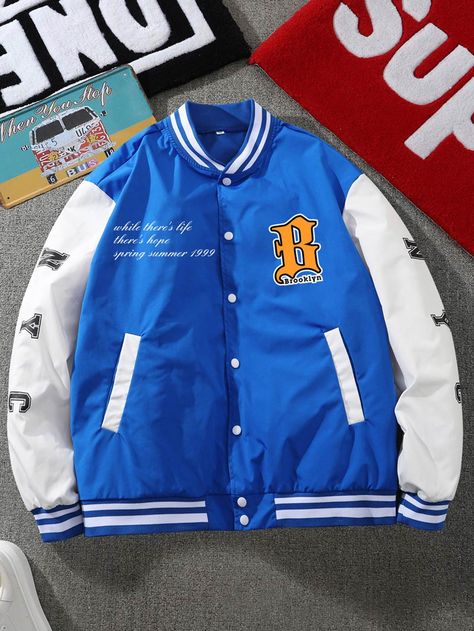 Blue Varsity Jacket Outfit Men, Blue Jacket Outfits Men, Racer Jacket Outfit, Sonic Human, Blue Varsity Jacket, Varsity Jacket Outfit, Men Outerwear, Boxing Posters, Racer Jacket