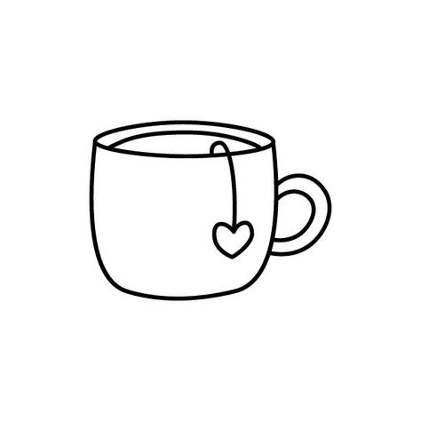 6,000+ Teacup Drawing Illustrations, Royalty-Free Vector Graphics & Clip Art - iStock Cute Cup Drawing, Tea Cup Doodle Drawings, Simple Tea Cup Drawing, Cup Of Tea Doodle, Cartoon Tea Cup, Cute Clip Art Drawings, Coffee Cup Line Drawing, Coffee Mug Doodle, Cute Tea Drawing