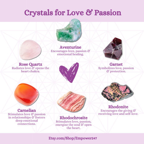 Crystals for Love & Passion Best Crystals For Love, Crystals For Passion, Crystals For Manifesting Love, Crystals For Couples, Crystal Combinations For Love, Crystals For Love And Relationships, Crystals For Love, Crystal Beaded Bracelets, Astrology Stars