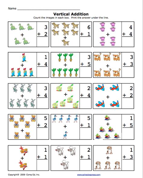 Education World: School Express Vertical Addition Vertical Addition Worksheet, Addition With Pictures, Vertical Addition, Column Addition, Free Addition Worksheets, Math Addition Worksheets, Addition And Subtraction Worksheets, Subtraction Worksheets, Addition Worksheets