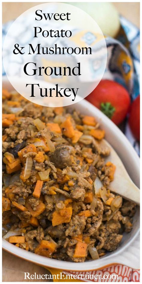 Sweet Potato Mushroom Ground Turkey #groundturkey #tacomeat #sweetpotatomushroom Sweet Potato Mushroom, Ground Turkey Taco Salad, Ground Turkey Enchiladas, Turkey Taco Soup, Ground Turkey Meatloaf, Turkey Tacos Recipes, Potato Mushroom, Ground Turkey Stuffed Peppers, Ground Turkey Pasta