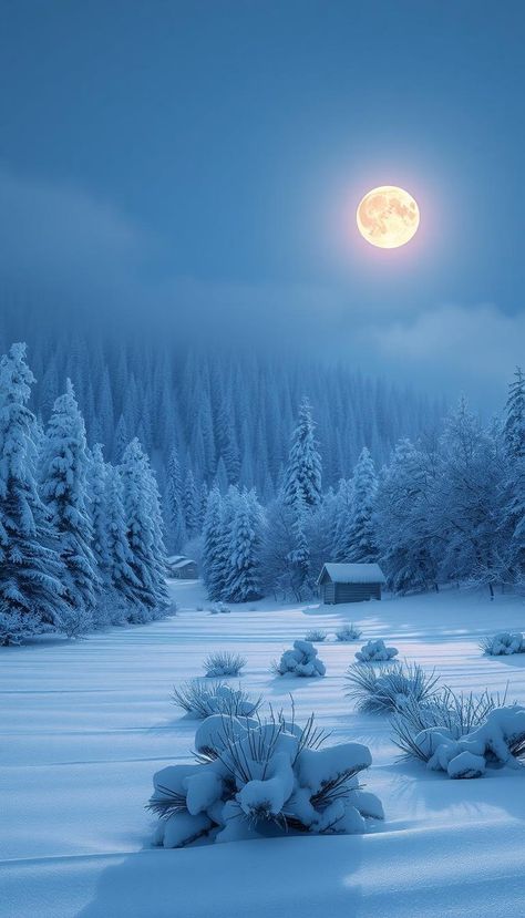 A snowy forest glowing under a rising moon, you can ckeck more details for free in my website ! #wallpaper #drawing #wallpaperwinter #wallpaperwinter #wallpaperhd #drawing #nature Winter Moon Wallpaper, Snowy Window Aesthetic, Winter Moon Aesthetic, Winter Forest Photography, Night Sky Moon Wallpaper, Winter Scenes Wallpaper, Winter Nature Wallpaper, Winter Scenery Wallpaper, Snow Forest Aesthetic