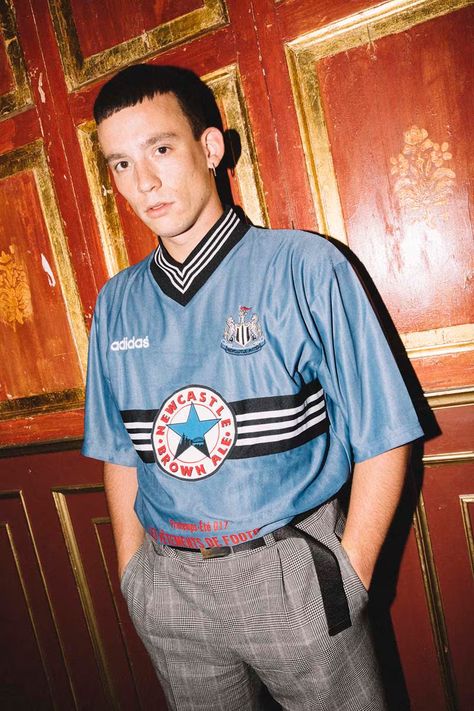 NSS's 2nd Collection Of Fashion Football Jerseys | Hypebeast Vintage Football Shirts Outfit, Soccer Editorial, Blokecore Aesthetic, Soccer Fashion, Boho Men Style, Bloke Core, Football Jersey Outfit, Jersey Fashion, Vintage Football Shirts