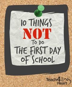 Ten things not to do the first day of school including brief explanations on their importance. Apple Classroom, First Day Activities, Classroom Idea, First Year Teaching, Classroom Centers, First Day Of School Activities, First Year Teachers, Teach English, School Things