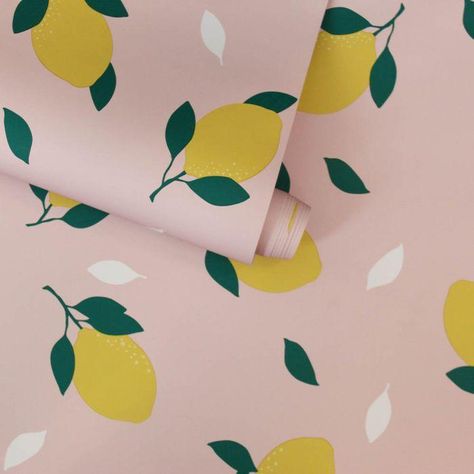 Furniture Bookcases, Lemons Wallpaper, Nesting With Grace, Wallpaper Project, Baby Wallpaper, Matte Paint, Pink Lemon, Stair Risers, Pink Kitchen