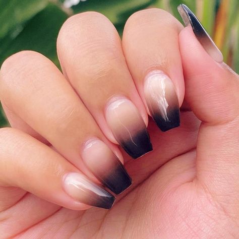 Grey Black with White Ombre Gel Nail Strips | Mystery - 2119 | Danni & Toni Smokey Ombre Nails, Goth Ombre Nails, Fall Tips Nails, Fall Ombre Nails Burgundy, Mystery Nails, Dark Halloween Nails, Nail Kit Gift, Ombre Nail Colors, Adorable Nails