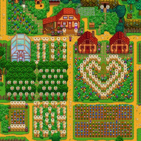 Stardew Valley Design, Stardew Farms, Stardew Valley Layout, Stardew Valley Tips, Stardew Valley Farms, Star Valley, Stardew Valley Fanart, Farm Layout, Nice House