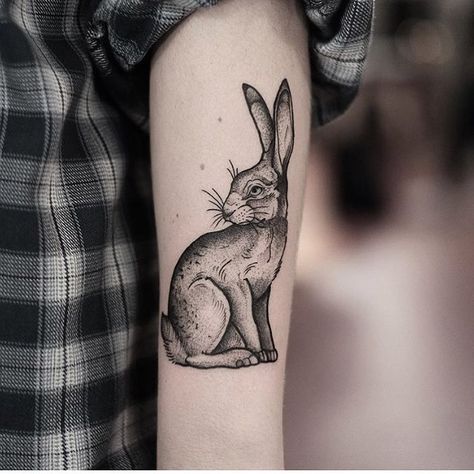 Black and grey rabbit tattoo by jonas - Tattoogrid.net White Rabbit Tattoo, Tattoo Thoughts, Rabbit Tattoo, Bunny Tattoos, Skeleton Hand Tattoo, Rabbit Tattoos, Tattoos Skull, Tattoo Feminina, Tattoo Art Drawings