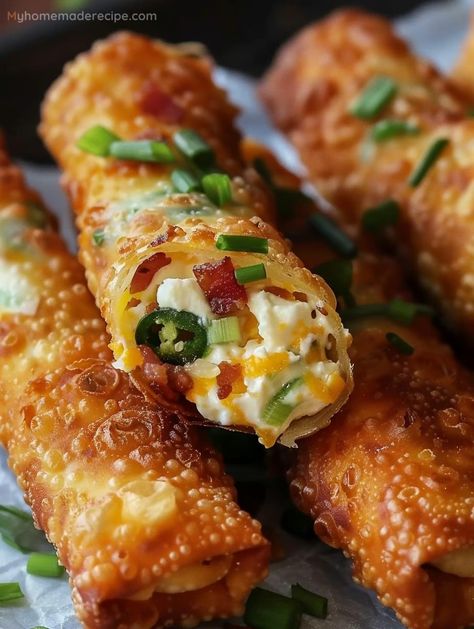 ​​﻿​Savor The Burst Of Flavors With Bacon Jalapeño Popper Eggrolls - My Home Made Recipe Meals For Party Main Dishes, Spicy Jalapeño Egg Rolls, Spicy Jalapeño Popper Eggrolls, Bacon Jalapeno Poppers Eggrolls, Burrito Egg Rolls, Bacon Jalapeño Popper Eggrolls, Bacon Jalepeno Popper Egg Roll, Jalepeno Popper Eggrolls, Bacon Jalapeño Egg Rolls