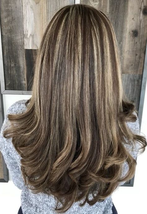 Skunk Blonde Highlights, Stripey Highlights Dark Brown, Horizontal Weave Highlights, Brown Hair With Caramel Highlights Bangs, Highlights On Top Of Hair Only, Blonde Highlights In Dark Brown Hair, Brown Hair With Light Blonde Highlights, Blonde Highlights On Dark Brown Hair, Highlights Partial