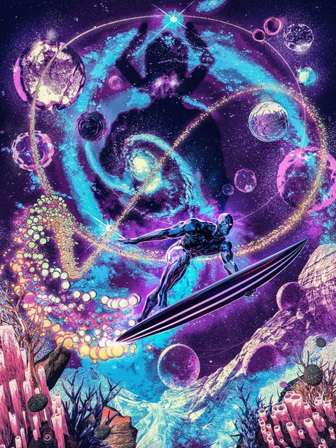 Galactus Marvel, Silver Surfer Comic, Marvel Characters Art, Marvel Artwork, Arte Dc Comics, Marvel Villains, Marvel Comics Wallpaper, Marvel Comic Universe, Marvel Comics Art