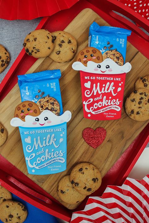 Valentine Day Exchange Ideas For Kids, Cookie Valentines For Kids, Milk And Cookies Valentine, Diy Kid Valentines For School Friends, Valentines Day Favors For Kids, Cookie Valentines Printable Free, We Go Together Like Milk And Cookies, Valentines Exchange Ideas Classroom, Valentines Exchange Kids