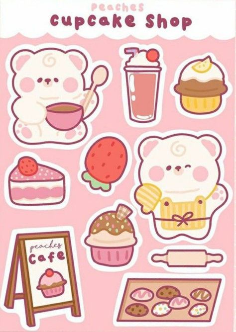 Planner Stickers Aesthetic, Bakery Stickers, Stickers Soft, Kawaii Cake, Cake Sticker, Journal And Planner, 귀여운 음식 그림, Sticker Design Inspiration, Desain Quilling