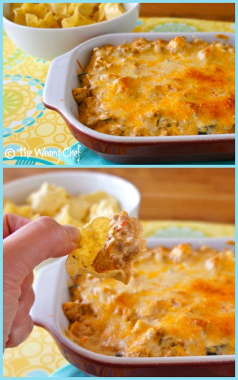 Creamy Mexican Dip - Mix up this delicious dip with your leftover taco meat! Salad Dip, Hot Chicken Salads, Leftover Taco Meat, Mexican Dip, Mexican Dips, Cream Cheese Dips, Taco Meat, Hot Chicken, Yummy Dips