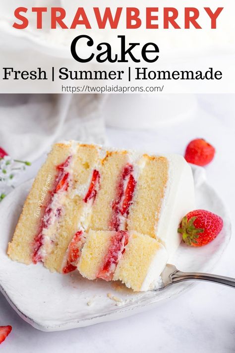 The Best Strawberry Cake, Best Strawberry Cake, Yellow Cakes, Yellow Butter Cake, Strawberry Cake Filling, Strawberry Vanilla Cake, Fresh Strawberry Cake, Southern Cake, 10 Cake