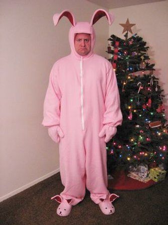 Christmas Story Bunny Costume: 14 Steps (with Pictures) Christmas Story Bunny Costume, Bunny Costume Kids, Pink Bunny Costume, Easter Bunny Costume, Rabbit Costume, Halloween Sewing, Christmas Bunny, Bunny Pink, Homemade Halloween Costumes