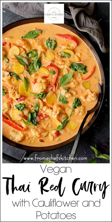 Vegan Thai Red Curry, Vegetarian Thai, Vegan Curry Recipes, Cauliflower Potatoes, Fasting Recipes, Rice Recipes For Dinner, Fall Night, Plant Based Dinner, Superfood Recipes