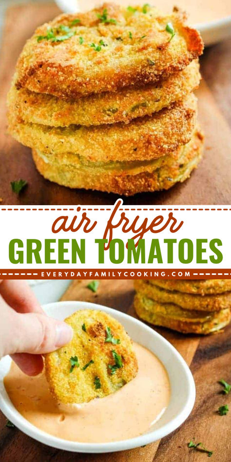 Add these Air Fryer Green Tomatoes to your summer snack ideas! This fried tomato recipe has a crunchy texture with a juicy inside. Pin this easy summer recipe! Fryer Green Tomatoes, Air Fryer Green Tomatoes, Fried Green Tomatoes Recipe Easy, Fast Appetizers, Fried Green Tomatoes Recipe, Green Tomato Recipes, The Best Air Fryer, Fried Tomatoes, Best Air Fryer