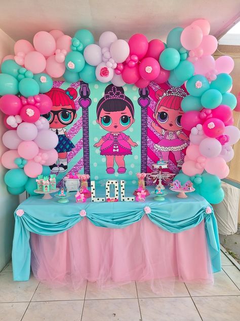 Giveaway Birthday Ideas, Lol Surprise Dolls Party Ideas Backdrop, Lol Bday Party Ideas, Lol Themed Party, Lol Birthday Decorations, Lol Decoration Party, Lol Balloon Decorations, Lol Suprise Party Ideas, Lol Birthday Theme