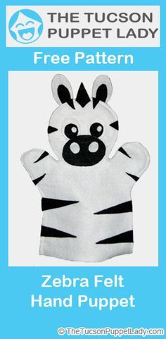 Cute zebra felt hand puppet pattern available for free. Animal Hand Puppets, Finger Puppet Patterns, Felt Puppets, Glove Puppets, Puppets For Kids, Puppets Diy, Felt Finger Puppets, Puppet Patterns, Soft Toy Patterns