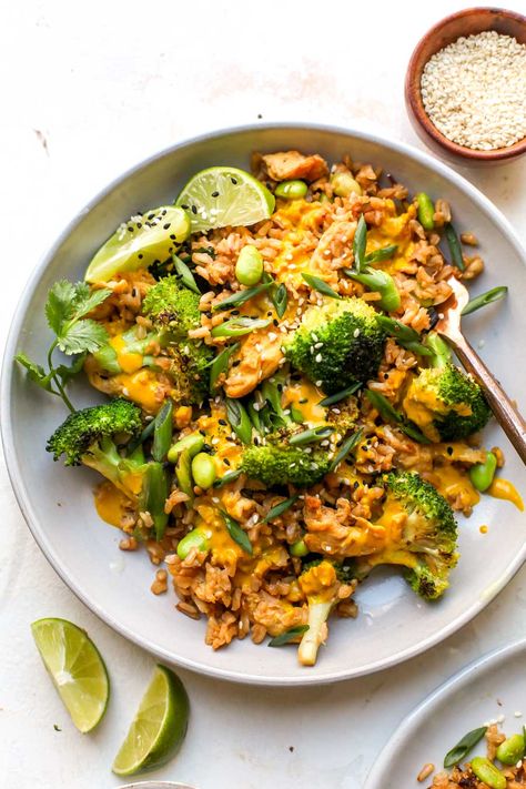 Recipes Using Tahini, Broccoli Edamame, Turmeric Sauce, Broccoli Fried Rice, Broccoli And Rice, Arroz Frito, Tahini Sauce, Seed Butter, Strong Coffee