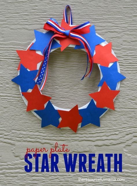 Paper Plate Star Wreath + 50 Festive Memorial Day BBQ Ideas...creative ways to kick-off summer and celebrate our freedom while remembering our fallen heroes! Fourth Of July Crafts For Kids, Patriotic Kids, Star Wreath, 4th July Crafts, Kids Ministry, Patriotic Crafts, Daycare Crafts, Paper Plate Crafts, Plate Crafts