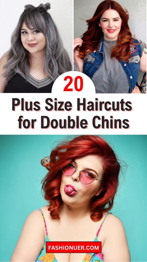 20 Flattering Plus Size Haircuts For Double Chins In 2024 Lob On Plus Size Woman, Plus Sized Hair Styles, Best Hair For Round Face Plus Size, Plus Size Face Hairstyles, Large Face Hairstyles, Plus Size Woman Haircut, Plus Size Curtain Bangs, Haircuts For Round Faces Plus Size, Hair For Double Chin Hairstyles