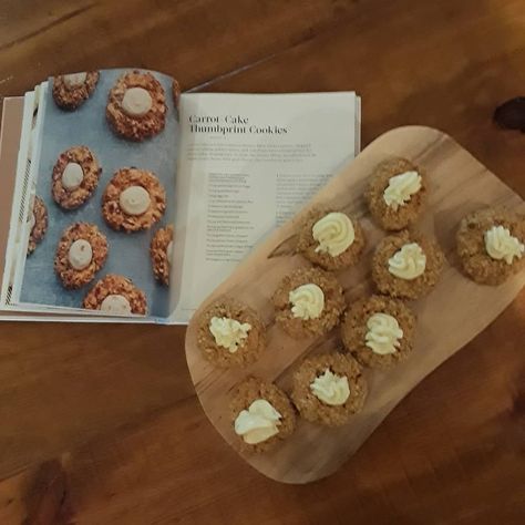 donna coletta on Instagram: “I baked carrot cake thumbprint cookies from my new Martha Stewart cookie book. Wow @marthastewart you dont disappoint.  These cookies are…” Martha Stewart Cookies, Baked Carrots, Thumbprint Cookies, Carrot Cake, Martha Stewart, Carrots, Baking, Cake, On Instagram