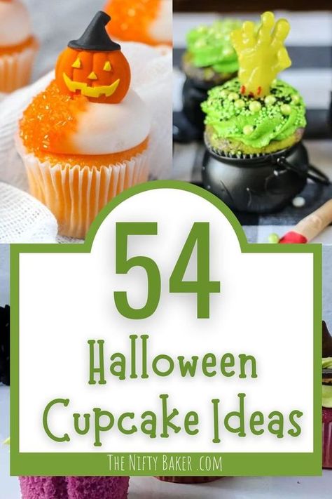 Halloween Cupcake Ice Cream Cones, Halloween Icing Ideas, Fall And Halloween Cupcakes, Cupcakes That Look Like Pumpkins, Halloween Scary Cupcakes, Halloween Cupcakes Adult Party, Scary Cupcakes Ideas, Frankinstine Cupcakes, Halloween Treats Cupcakes