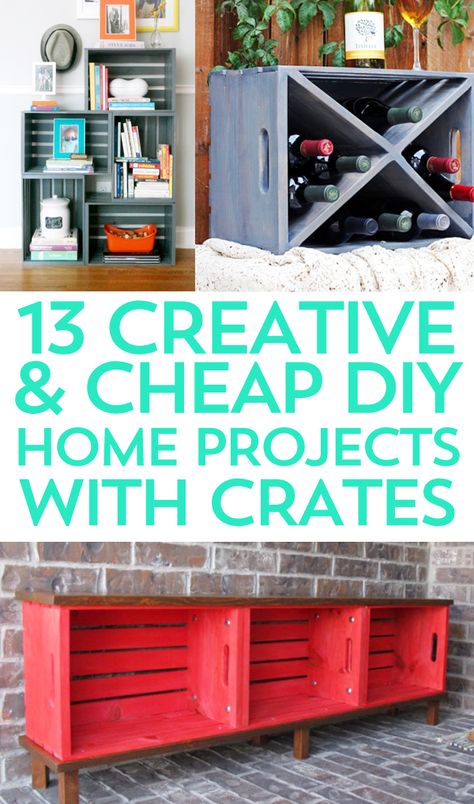 Top 13 Creative Crafts with Crates Crafts With Crates, Uses For Wooden Crates, Wooden Crates Crafts, Wooden Crates Projects, Crate Crafts, Crate Decor, Diy Wooden Crate, Crate Furniture Diy, Crate Diy