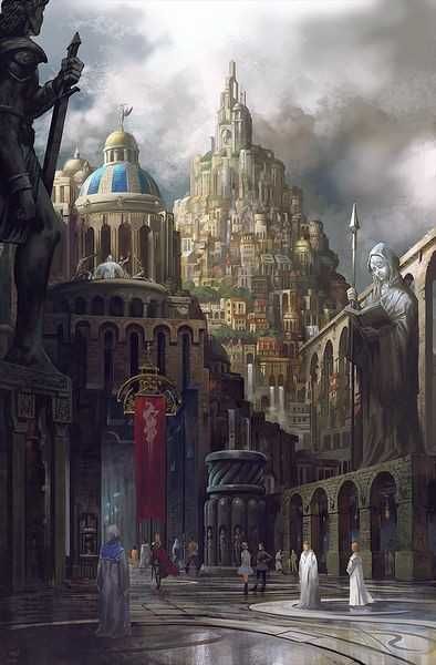 Epic Fantasy Landscapes - Imgur Rich Fantasy City, Fantasy Greek City, Medieval Steampunk City, Dnd Architecture, Fantasy Kingdom Cities, Capital Cities, Jaime Lannister, Rpg Map, 다크 판타지