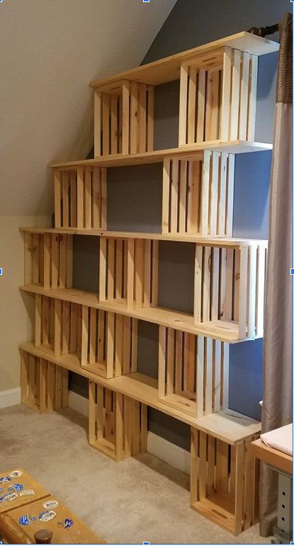 Easy Bookcase Diy, Wrap Around Shelving, Diy Bedroom Bookshelf, Diy Crate Shelves, Unique Book Storage Ideas, Diy Shelving Ideas Storage, Diy Bookshelf Desk, How To Build Bookshelves, Diy Storage Shelves Bedroom