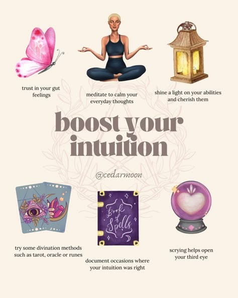 @cedarmoon boost your intuition, trust your gut, meditate Month Correspondence, Intuition Witchcraft, Psychic Witch, Goddess Magick, Do Not Trust, Wiccan Magic, Manifestation Meditation, Witch Spirituality, Sixth Sense