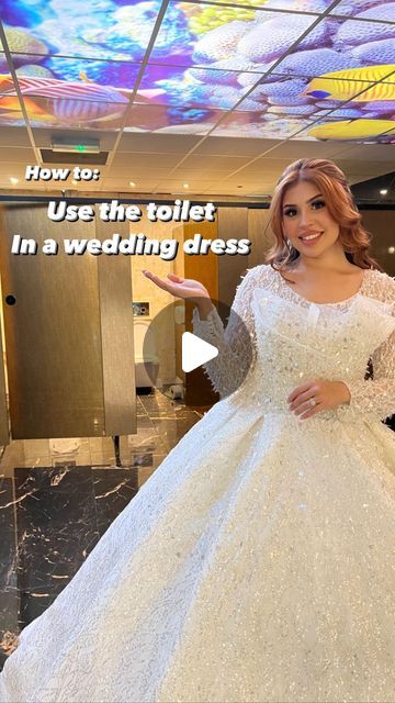 La Seniora by Rand 🥀 on Instagram: "How to REALLY use the toilet 🚻 in your wedding dress, this tutorial can apply to many other gowns, but i made it specifically for my brides 😘♥️ hope it help 🙌🏻 

• Dont forget to clean, use wet wipes or water bottle to wash, you can reach from the front don’t worry.
• Get someone from your family/friends to help you if needed (taking off your underwear, reverse back from the cubicle, close the door..etc) 

All thanks to @nafeesaxbilal for demonstrating this
Venue @excellencymidlands 
Hair @harj_hair 
Accessories @glambylamiaccessories 

#howto #tutorials #bridaldress #bridetobe #toiletpaper #weddingideas 
Wedding dress, white bridal, modest bride, white ball gown" Modest Ball Gowns, White Ball Gown, Modest Bride, Wedding Dress White, White Ball Gowns, Wet Wipes, Gowns Wedding, White Bridal, Cubicle