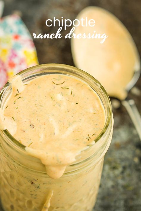 Moe's Chipotle Ranch Dressing is sweet, tangy, spicy, and creamy. It's the perfect topper for salads, tacos, burrito bowls, burgers, or dipping fries and veggies! #ranch #ranchdressing #chipotle #salad #saladdressing #texmex Chipotle Ranch Dressing Recipe, Southwest Dressing, Healthy Dressing Recipes, Resep Burger, Italian Dressing Recipes, Chipotle Ranch Dressing, Southwest Salad, Salad Dressing Recipes Healthy, Chipotle Ranch